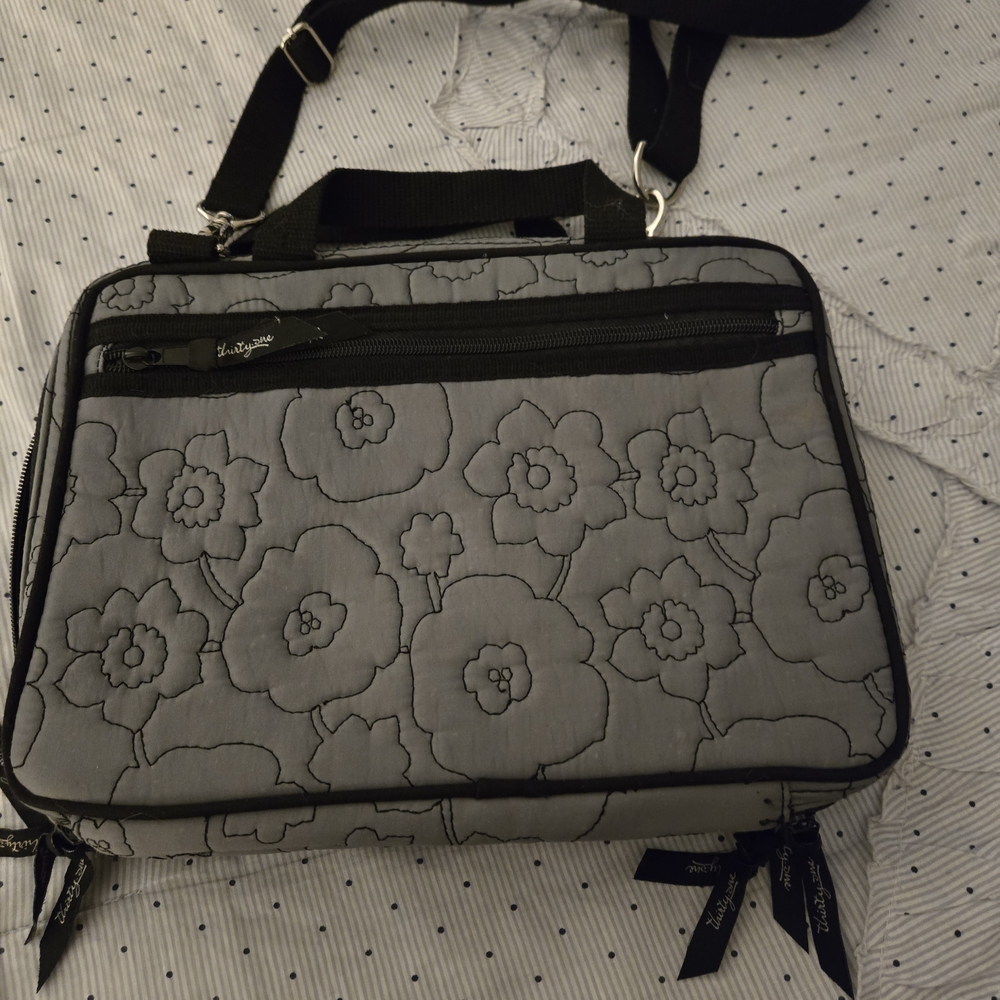 Gray Floral Women's Cosmetic Bag Thirty One